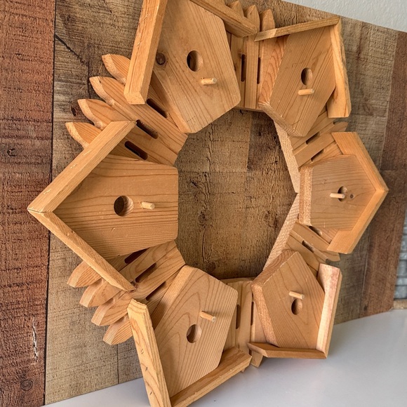 Infinished Wooden Birdhouse Wreath with Picket Fence~Spring Decor